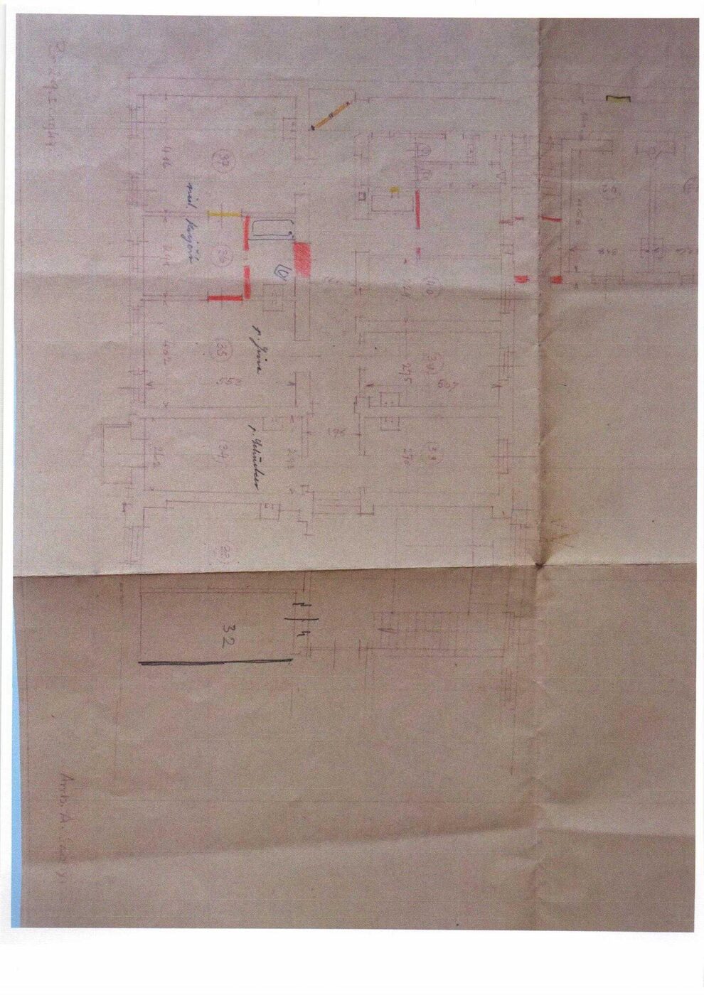 Plán poschodia z roku 1947 od Endre Szőnyiho